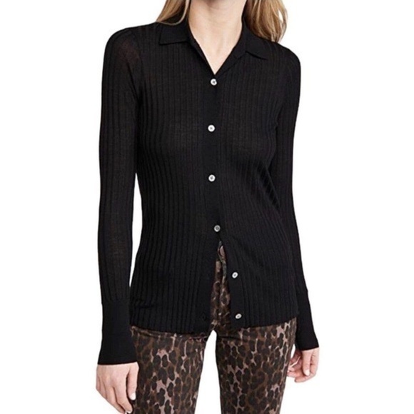 ATM Wool Ribbed Button Down Sweater in black, size XS, good used condition - Picture 1 of 11